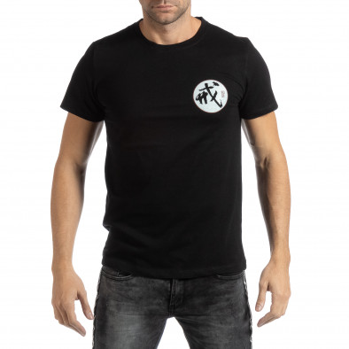 Tricou negru cu motiv oriental pentru bărbați it261018-119 2