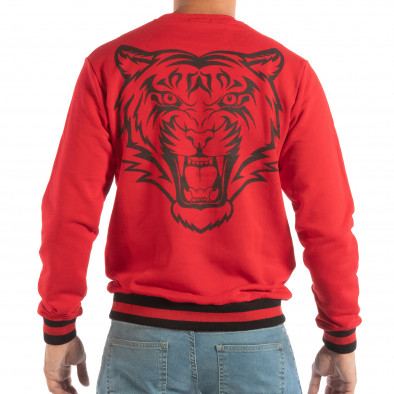 Bluză roșie matlasată pentru bărbați cu imprimare pe spate it240818-146 3