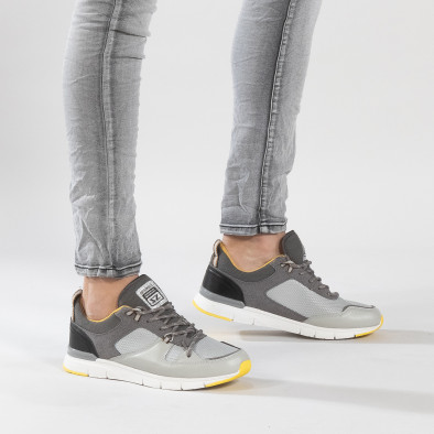 Adidași combinați în gri și galben pentru bărbați it150319-28 2