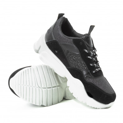 Pantofi sport negri cu părți strălucitoare pentru dama  it140918-55 5