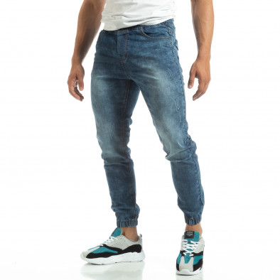 Blugi subțiri albaștri tip Jogger pentru bărbați it120619-1 2