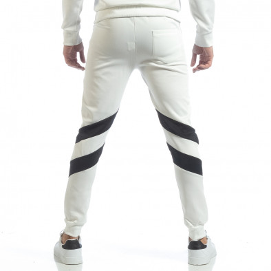 Pantaloni sport de bărbați albi cu V benzi it040219-69 4