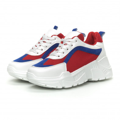 Pantofi sport de dama în alb, roșu și albastru it150319-49 3