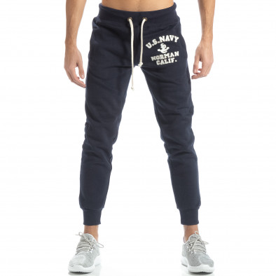 Pantaloni sport matlasați albaștri U.S.Navy pentru bărbați it051218-33 2