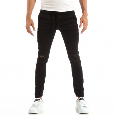 Jogger Jeans în negru stil Rock pentru bărbați it240818-32 4