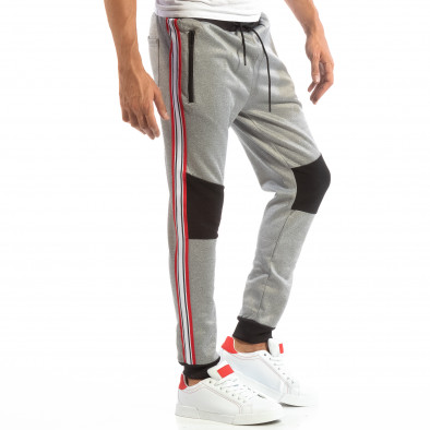 Pantaloni sport gri pentru bărbați cu banda în 3 culori it240818-84 2