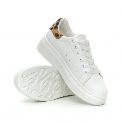 Teniși de dama albi cu călcâi leopard it150319-44 4