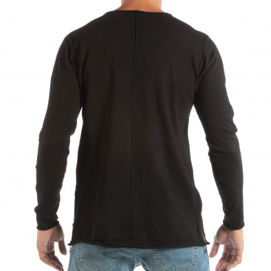 Bluză neagră din material tricotat cu fermoare pentru bărbați it240818-126 3
