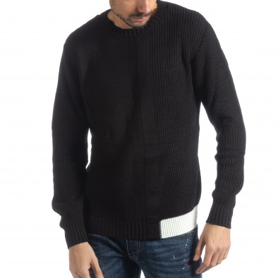 Pulover negru tricotat pentru bărbați it051218-61 2