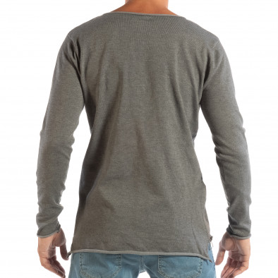 Bluză gri din material tricotat  pentru bărbați model lung it240818-123 3