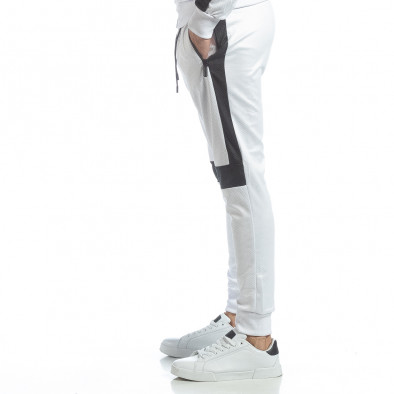 Pantaloni sport de bărbați albi cu negru it040219-75 2