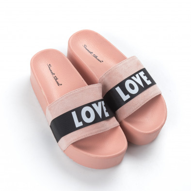 Papuci de dama roz LOVE cu platformă it050619-54 3