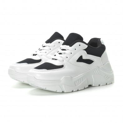 Pantofi sport de dama în alb și negru cu talpă groasă it270219-8 3