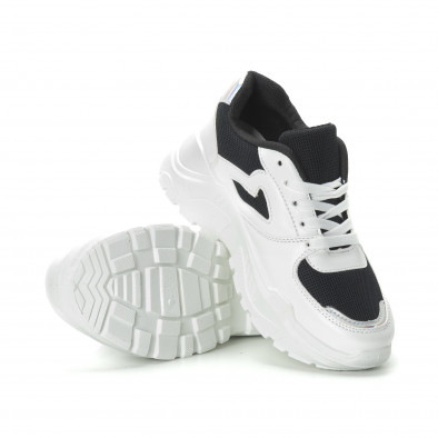 Pantofi sport de dama în alb și negru cu talpă groasă it270219-8 4
