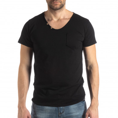 Tricou negru de bărbați stil Vintage it210319-78 2