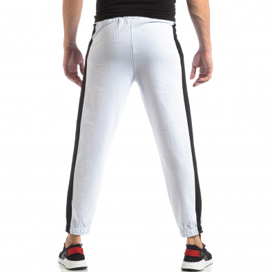 Pantaloni de trening pentru bărbați în alb cu bandă it210319-57 4