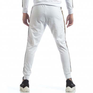 Pantaloni de trening 5 striped albi pentru bărbați  it040219-64 4