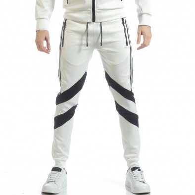 Pantaloni sport de bărbați albi cu V benzi it040219-69 3