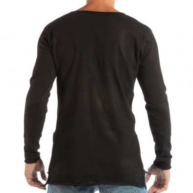 Bluză neagră din material tricotat  pentru bărbați model lung it240818-124 3