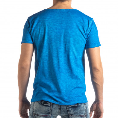 Tricou albastru deschis de bărbați stil Vintage it210319-80 3