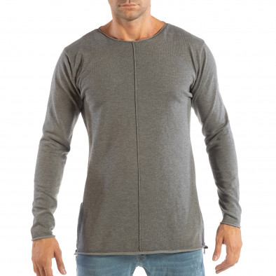 Bluză gri din material tricotat cu fermoare pentru bărbați it240818-125 2