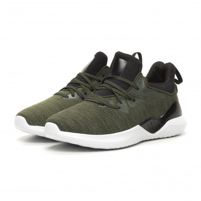 Adidași de bărbați din țesătură tehnică melanj verde it060619-2 3