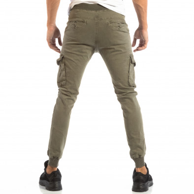 Pantaloni cargo gri-verde Slim de bărbați cu elastic în talie și la glezna it240818-25 5