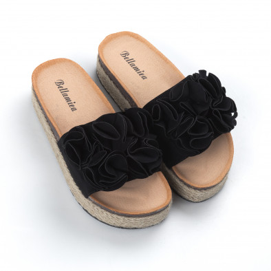 Papuci de dama negri talpă căptuşită cu iută it050619-23 3