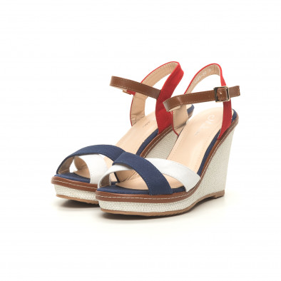 Sandale de dama în albastru, alb și roșu it050619-36 3
