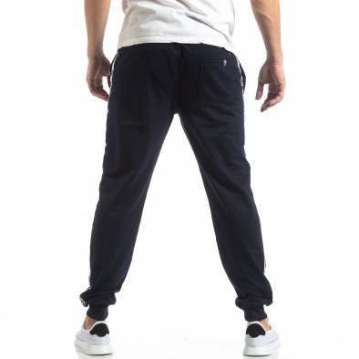 Pantaloni sport de bărbați albaștri cu logo și benzi it210319-46 4