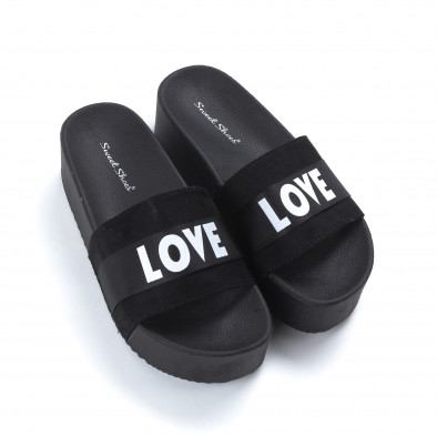 Papuci de dama negri LOVE cu platformă it050619-55 3