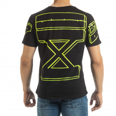 Tricou negru de bărbați cu imprimeu neon pe spate it120619-38 3