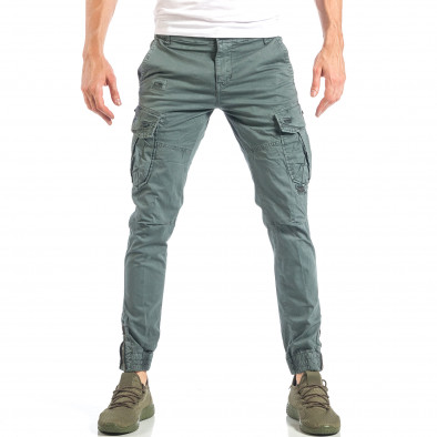 Pantaloni cargo pentru bărbați gri cu patch-uri it040518-24 2