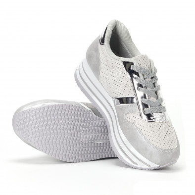 Pantofi sport de dama argintii cu platforma it160318-45 4