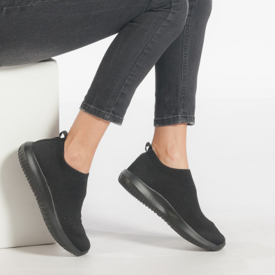 Pantofi sport negri de dama elastici fără șireturi it240118-27 2