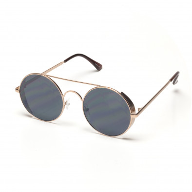 Ochelari de soare negri rotunzi cu rama aurie it250418-22 2