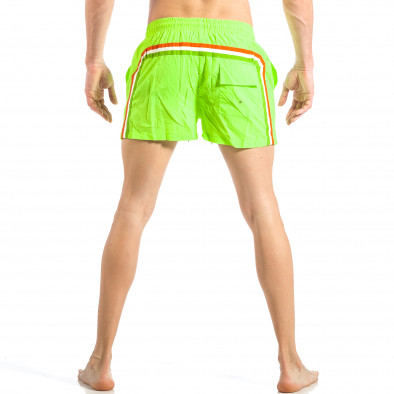 Costum de baie pentru bărbați verde neon cu banda în trei culori it040518-94 4