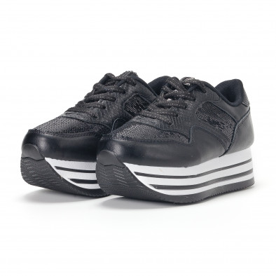 Pantofi sport de dama negri cu platforma și paiete it160318-42 3
