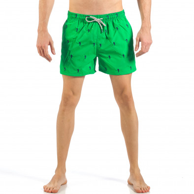 Costum de baie de bărbați verde cu căluți de mare it260318-194 2