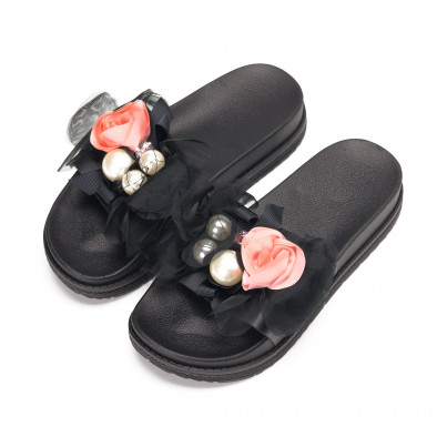 Papuci de dama negri cu perle it190618-27 3