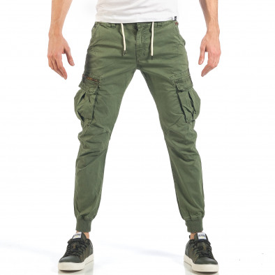 Pantaloni cargo de bărbați verzi cu fermoar it260318-100 2