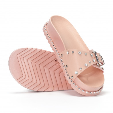 Papuci de dama roz cu pietre și ținte it230418-10 4