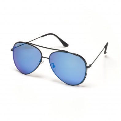 Ochelari de soare albaștri stil Aviator cu lențile Oglinda și rama dubla it250418-42 2
