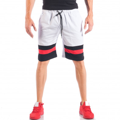 Pantaloni scurți pentru bărbați albi cu dungi și o stea metalică it050618-43 2