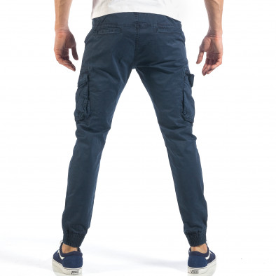 Pantaloni cargo de bărbați albaștri cu manșete elastice it260318-103 4