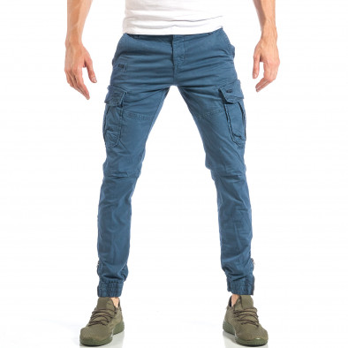 Pantaloni cargo pentru bărbați albaștri cu patch-uri it040518-23 2