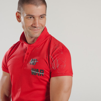 Tricou roșu de bărbați Pique cu efect murdar tsf250518-50 2