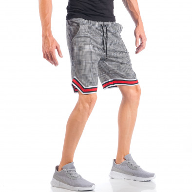 Pantaloni scurți de bărbați în carouri alb-negru cu manșete în 2 culori it050618-37 4
