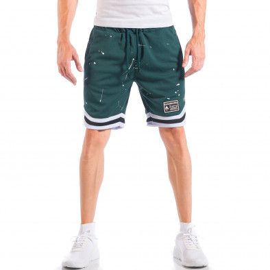 Pantaloni scurți de bărbați verzi cu picaturi de vopsea it050618-32 3