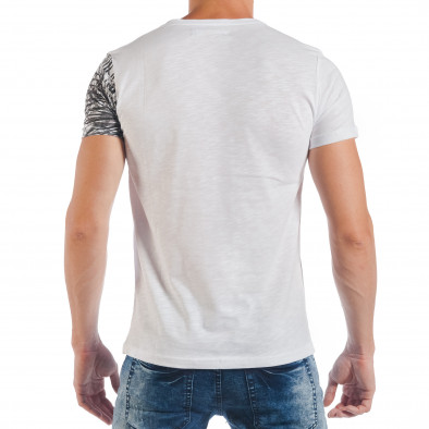 Tricou de bărbați alb cu imprimeu frunze de palm tsf250518-28 3